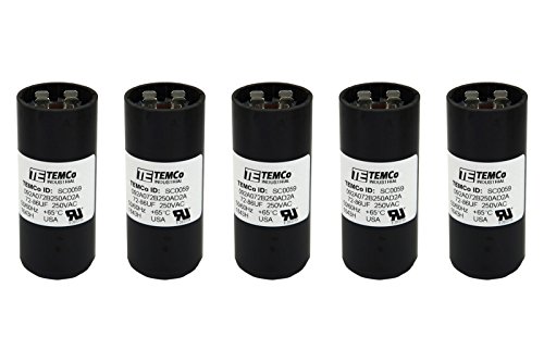 TEMCo 5 Pack 72-86 uF MFD CD60 Start Capacitor 220-250V AC