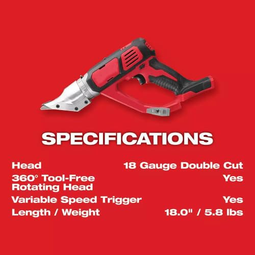 Cut Shear, Cut Off Tool, Metal Shear, for Milwaukee 2635-20 M18 18V Cordless 18 Gauge Double Cut Shear - Tool Only