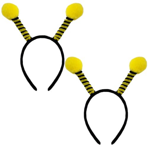 YAXAMING 2 Pcs Halloween Bee Headband Bee Antenna Hair Hoops Animal Bee Headpiece Hairband Hair Bands Head Boppers Women Christmas Xmas Cosplay Holiday Festival Dress Up Birthday Party Accessories