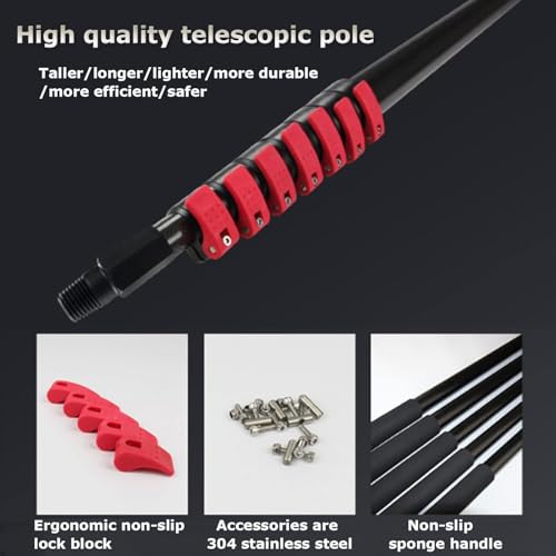 Kit perche alimentée en eau extensible avec brosse télescopique pour vitres - 7