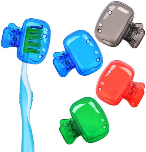 Fowecelt Toothbrush Covers Head Cap - 4Pcs Toothbrush Cover for Traveling, Electric Toothbrush Head Cover for Bathroom, Toothbrush Cap for Family, Toothbrush Clip Cover for Camping Hiking