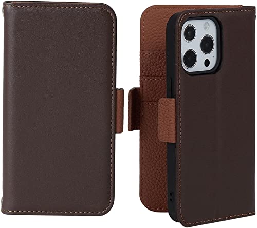 Étui portefeuille iPhone 13 Pro Max en cuir avec support et rabat