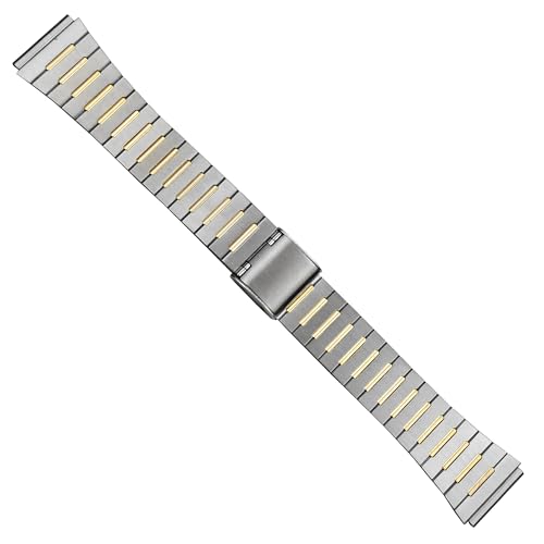 Bracelet de montre en acier inoxydable 18 mm retro bicolore Cartier Omega Tissot