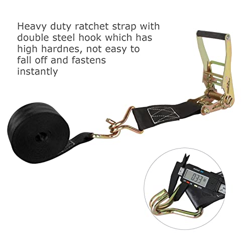 Image of 2 Pack 2 Inch Ratchet Straps Heavy Duty 20ft Tie Down Straps Ratchet with Double J Hook, 8000 LBS Break Strength, Cargo Ratchet Straps for Moving, Truck, Trailers, Motorcycles, Kayaks, Car Roof