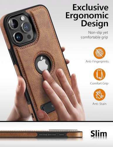 WTCASE Magnetic for iPhone 16 Pro Max Leather Case,Built-in Invisible Stand [Compatible with Magsafe] Protective Slim Kickstand Phone Cover Compatible with iPhone 16 Pro Max (2024) 6.9" (Brown)