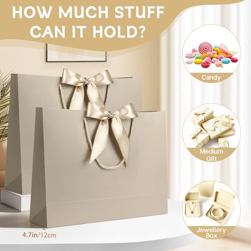 Image of JMANNI Gift Bags with Handles, 14.6 inch Large Gift Bags with Tissue Paper | 1 Pcs champagne Gold Bag, 2 Tissue Paper and 1 Cards, for Baby Shower, Wedding Bridal Shower, Birthday Party