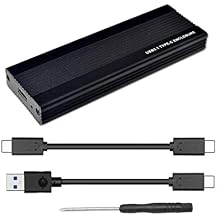 JMT 3TB NVME SSD Enclosure PCI-E M.2 to USB 3.1 Type-C Adapter Hard Drive Disk External Box USB C 10Gbps RTL9210 M2 M Key PCIE HDD Case for 2242 2260 2280 Black 2 Cables