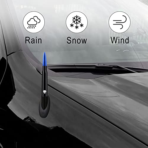 Ajxn 1 Pc Car Bullet Antenna Skull, 5.4In Suitable For Ford F150 Wrangler Jeep Chevy Silverado 1500 2500 3500 Hd Avalanche Gmc Sierra 1500 2500 3500 Denali Heavy Duty Pickup Trucks Accessories (Blue) #TOP1