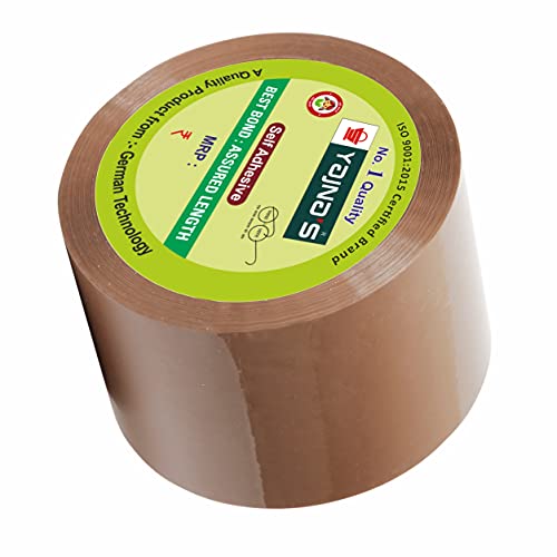 Image of YAJNAS Brown BOPP Tape Self Adhesive High-Strength Packing Tape Roll, Packaging Tape | Brown Cello Tape | e-Commerce Packaging Tape for Home, Office Use & Box Packaging (3 Inch, 35, 1)