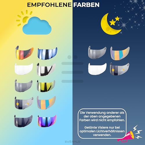 Everalo Kompatibel mit Agv K1 Visier - K3sv - K5 - K5s - K1s - S4sv - Horizon - Skyline - Strada - Stealth sv - Compact - Helmvisier Aftermarket Pinlock Ready (Verspiegelt)