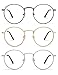 3-Pack Retro Round Reading Glasses for Men Women Trendy Blue Light Blocking Computer Readers Metal Frame AM6101 Mix (+1.75 Magnification Strength)