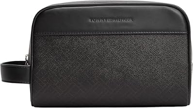 Tommy Hilfiger Uomo Beauty Case Flag Monogram con Manico, Nero (Black), Taglia Unica