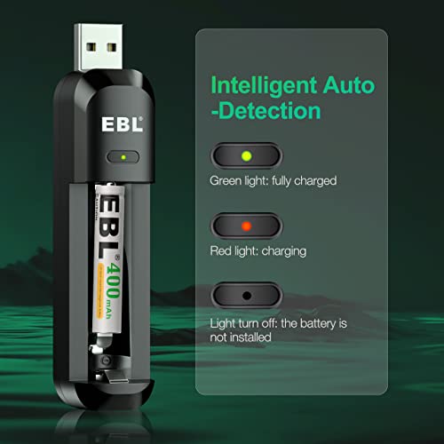 Ebl Smart Aaaa Battery Charger With 2 Counts 400Mah Rechargeable Aaaa Batteries - High Capacity Ni-Mh 1.2V 1200 Cycles Compatible With Surface Stylus Pen #TOP3