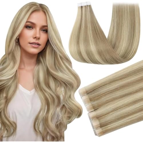 Full Shine Injected Tape In Hair Extensions, Highlight Blonde 22 Inch