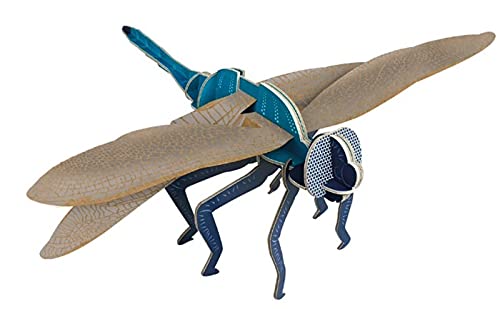 Build Your Own Beautiful Dragonfly | Pull Tab Flapping Wing Action | 15 Piece Kit | Fun Toy Gift For Kids, Girls & Boys & Families Age 8+ | Eco-Friendly Cardboard Slot Together Kit #TOP10