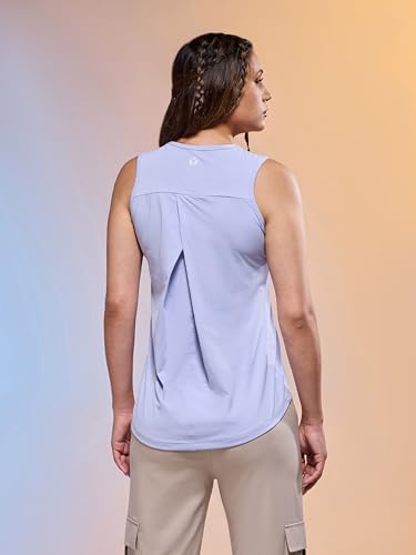 Image of TECHNOSPORT Women Solid Slim Fit Round Neck Tank Top with Cotflex for Gym, Sports and Regular Use