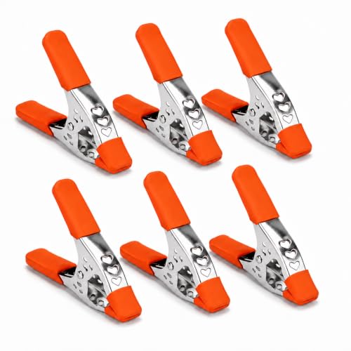 Daemson 4 Inch Spring Clamps, Heavy-Duty Clips, 1.5 Inch Jaw, Orange, 6 PCS