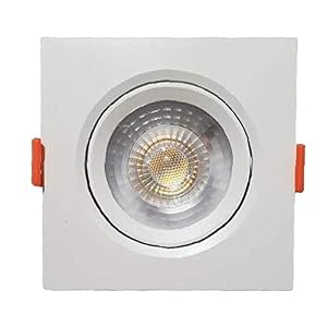 KIT C/ 10 Unidades - Spot LED 5w - Quadrado De Embutir Direcionável / Branco Frio