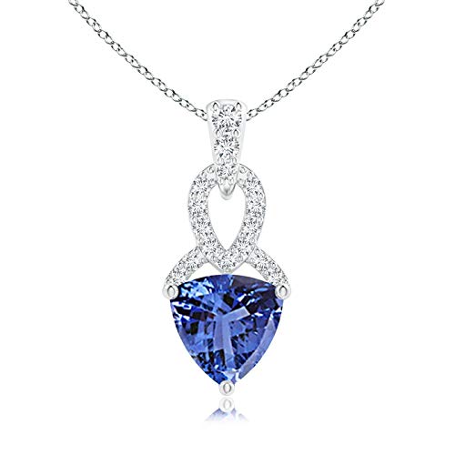 Angara Natural Tanzanite Solitaire Pendant Necklace for Women in 14K Solid Gold | December Birthstone, Birthday, Engagement, Anniversary, Wedding Jewelry Gift for Women