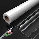 50m x 80cm Clear Cellophane Wrap Roll, Large Transparent Wrapping Paper, Crystal ​Clear Wrapping Rolls for Christmas Birthday Gifts Hamper Basket Valentines Day Flower Craft
