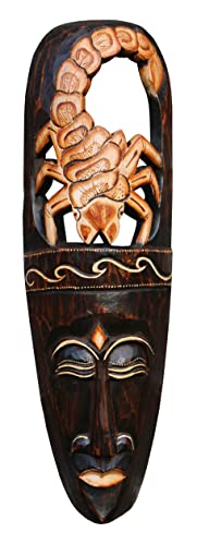 Wogeka - Maschera da parete Scorpione da 50 cm – in stile etnico Africa in legno come idea regalo per Natale compleanno decorazione – realizzato a mano da Bali Maske94