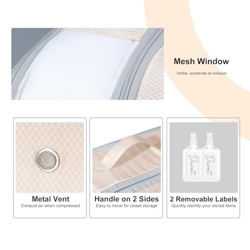 DIMJ Lot de 2 sacs de rangement auto-compressibles 200L - Organisateur de couette robuste avec valves d'air, compresse la literie de 100L à 66L par sac pour la garde-robe, les voyages et les – vue 6