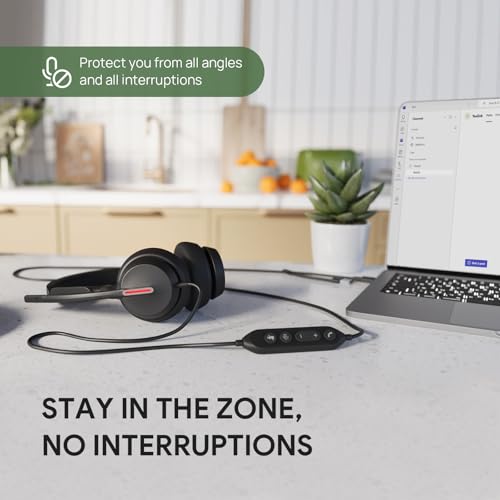 Yealink UH46 USB Headset with Mic, Wired Headset with 3 Noise Cancelling Microphones for PC/Computer/Laptop, Teams Certified, in Line Controls for Home Office Online Meetings, Plug & Play USB-C/A by Yealink - Image 6