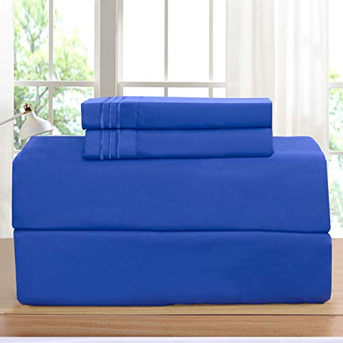 Elegant Comfort Luxurious Bed Sheets Set on Amazon 1500 Premier Wrinkle,Fade and Stain Resistant 5-Piece Bed Sheet Set, Deep Pocket, Split King Royal Blue