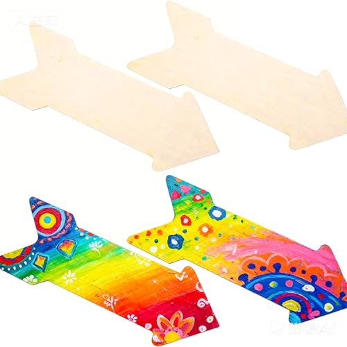 4Pcs Wood Arrow Sign,Blank Wooden Plaque Arrow Shape...