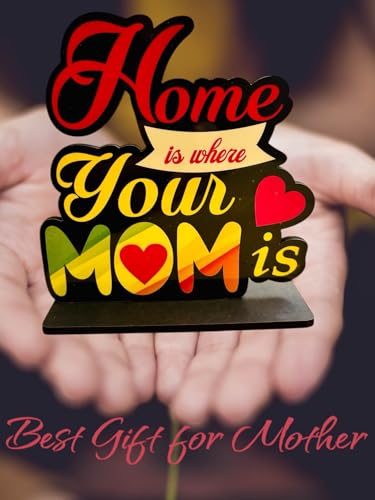 Image of Home is Where Your Mom is Wooden Trophy Gift for Mother or Maa Best Gift for Mother (Multicolor 6 X 5.5 Inches) (Home Mom)