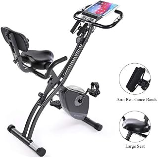 Exercise Bike Stationary Bike Foldable Magnetic Upright Recumbent Portable Fitness Cycle with Arm Resistance