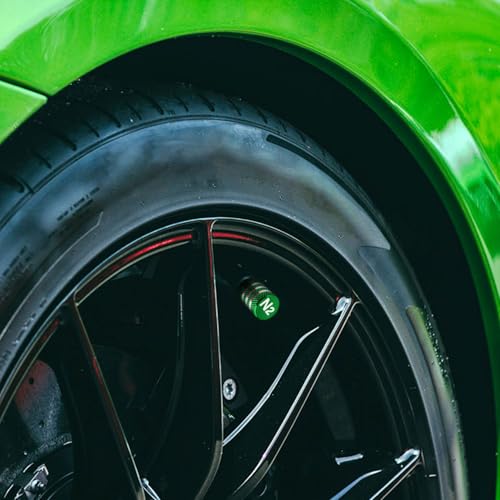 Tire Valve Stem Caps Cover - (5 Pack) Tire Air Cap N2 Nitrogen Metal with Plastic Liner Corrosion Resistant Leak-Proof for Car Truck Motorcycle Bike Green