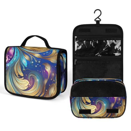 Make-up-Tasche, personalisierte Kosmetiktasche für Damen, Blumenmuster, 22.5(fold)/41(unfold)L x 7W x 18.5H cm, Kosmetiktasche