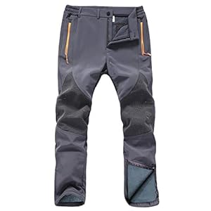 Gash Hao Mens Snow Ski Waterproof Softshell Snowboard Pants Outdoor Hiking Fleece Lined Zipper Bottom Leg
