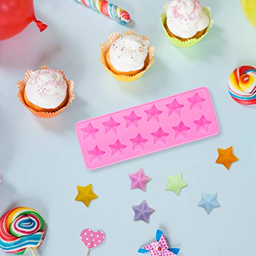 Lauwell 4 Pieces Star Shaped Silicone Molds Five-Pointed Star Shaped Mold Non-Stick Fondant Molds For Chocolate Candy Ice Cube Cake Decoration (Pink) #TOP3