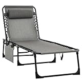 Outsunny Tumbona portátil, cama plegable de camping, sillón reclinable...