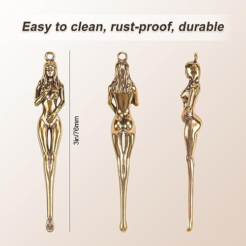 ZORZA 2Pcs Wax Carving Tools Retro Copper Clay Sculpting Tools Multifunctional Ear Spoon Key Ring Hanging Pendant with Storage Bag