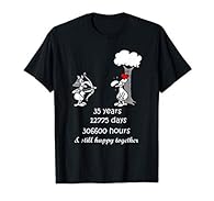 Funny 35 years anniversary gift for parents - great outfit for him and her for their 35th marriage anniversary party. Cute coral or jade wedding anniversary gift from kids, grandchildren - humorous couple apparel with a count of time spent together -...