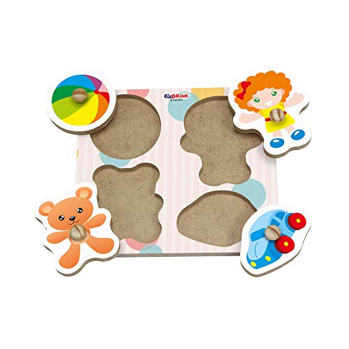 Quebra Cabeça Encaixe Brinquedos 5 Peças em Madeira Ciabrink