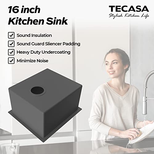 Tecasa 16 X 18 Inch Wet Bar Prep Sink, Single Bowl Undermount Prep Sink 16 Gauge Stainless Steel With Accessories Sink Grid, Sink Strainer #TOP2