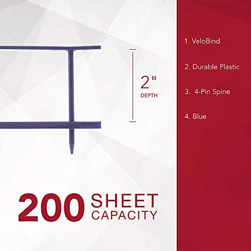 Gbc Binding Spines, Reclosable, 2" Depth, 4 Pin Spines, 200 Sheet Capacity, Velobind, Blue, 25 Pack (9741631) #TOP2