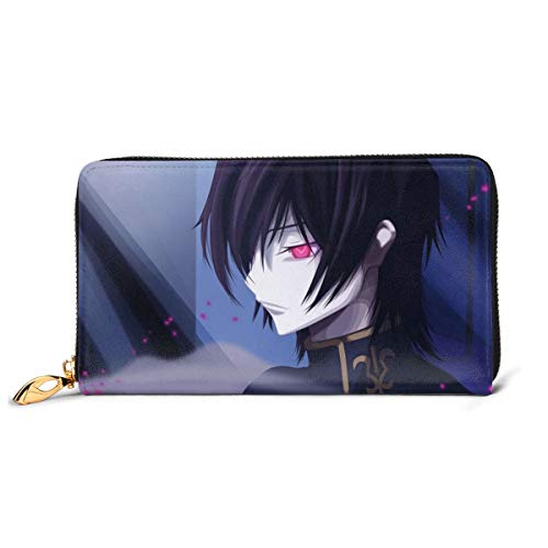 Preisvergleich Produktbild Code Geass Geldbörse aus echtem Leder, mit Reißverschluss, Münzfach, Kartenhalter, Organizer, Clutch, großes Fassungsvermögen für Männer und Frauen