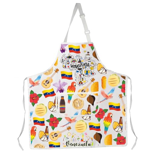 WSNANG Venezuela Gift Venezuela Kitchen Apron with Pockets Venezualan Pride Gift Aprons for Cooking (Venezuela Apron)