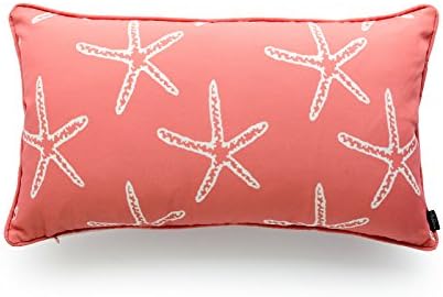 Beach Outdoor Lumbar Pillow Cover, Starfish, Coral, 12"x20"