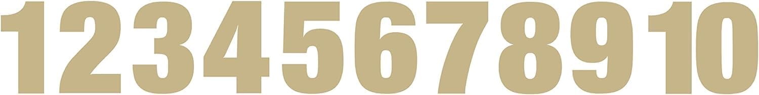 Gold Vinyl Numbers Stickers 1-10 (1 of Each Number, 10 Total Numbers) Choose from 1" to 10" Sizes (V653) (10")