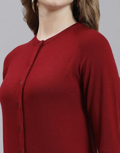 Image of Monte Carlo Women Regular Fit Full Sleeve Solid Round Neck Winter Cardigan (Pack of 1)