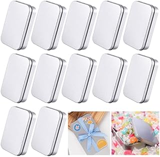 GOLRISEN Box Tin Cans,Metal Rectangular Small Storage Containers,12 Pcs Mini Portable Box,Home Organizer with Lids for Small Items Storage(3.74x2.5x0.8inch)