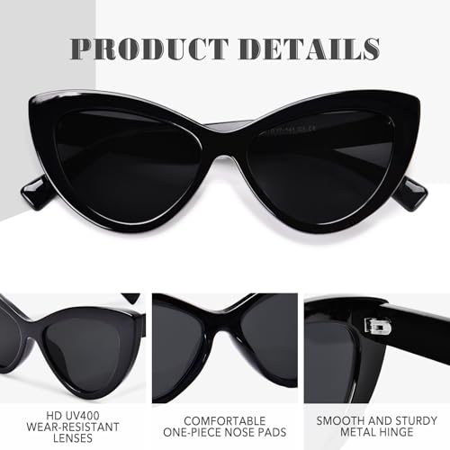 OPTOFENDY Cat Eye Sunglasses for Women, Oversized Retro Vintage Sun Glasses Shades UV Protection, OP81073