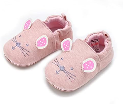 COSANKIM Infant Baby Boys Girls Slipper Soft Sole Non Skid Sneaker Moccasins Toddler First Walker Cirb House Shoes, 18-24 Months Toddler, 01 pink cat