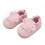 COSANKIM Infant Baby Boys Girls Slipper Soft Sole Non Skid Sneaker Moccasins Toddler First Walker Cirb House Shoes, 9-12 Months Infant, 01 pink cat